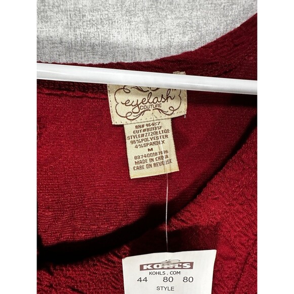 NWT Eyelash Couture Textured Maroon Red Dress Size Medium Juniors Fit and Flare - Picture 7 of 7